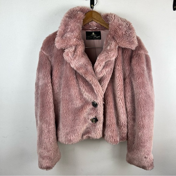 Free People Mena Rose Pink Faux Fur Cropped Jacket - Picture 3 of 9